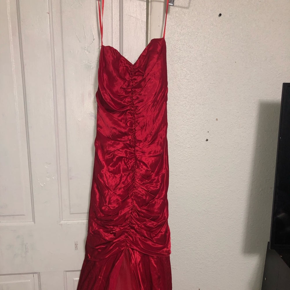 Red mermaid prom dress